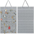 RESOVO Hanging Earrings Organizer, Wall Earring Holder with 2 Hooks, Holds Up To 300 Pairs, Compact Design, Soft Material-Silber Grey by RESOVO