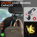 Car Headrest Hooks for Purses and Bags, Upgraded 2 in 1 Cars Back Seat Head Rest Hanger Vehicle Leather Organizer Storage Holder Hook Matching Cars Interior, 2-Pack, Black - Image 5