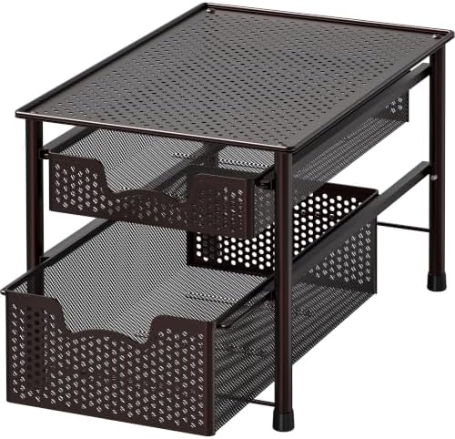 Simple Houseware Stackable 2 Tier Sliding Basket Organizer Drawer, Bronze by SimpleHouseware