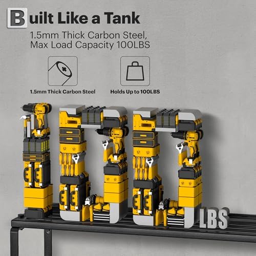 Metal Power Tool Organizer Wall Mount with Charging Station Shelf - Image 6