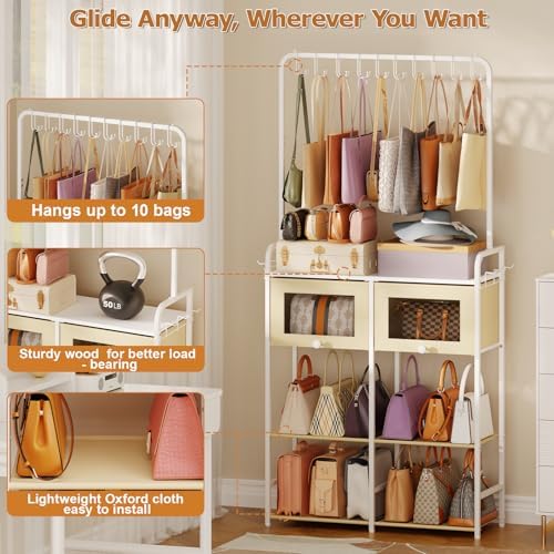 Transparent Purse Organizer for Closet, Handbag Storage Rack with Drawers - Image 3