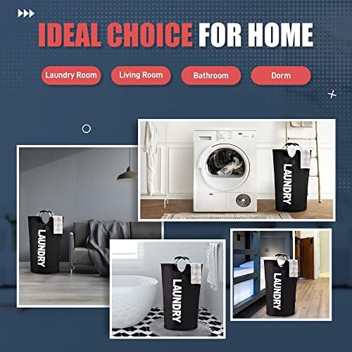 Caroeas Tall Laundry Basket 90L, Large Hamper, Freestanding Laundry Bag - Image 6
