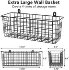 MaraFansie Extra Large Hanging Wall Basket 4-Pack Wall Mounted Wire Basket Cabinet Storage Bin Organizer Wall Shelves Farmhouse Decor for Home Kitchen Bathroom, Black - Image 2