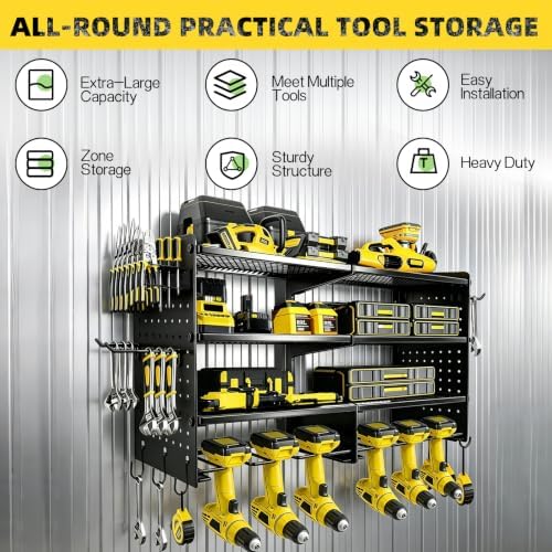 Power Tool Organizer Wall Mount, 4 Tier Heavy Duty Tool Storage Rack - Image 4