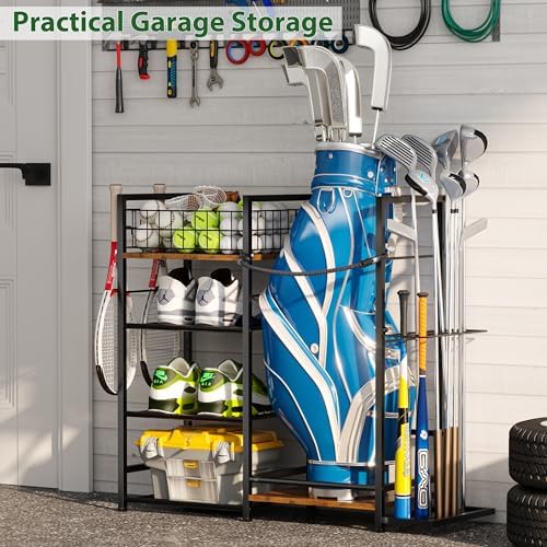 Jsskeeim Golf Bag Organizer for Golf Accessories for Men, Golf Bag Stand with Extra Storage Rack for Clubs, Golf Bag Holder for Golf Storage Fits 1 Bag, Garage, Home or Club Use, Golf Gifts for Dad - Image 4