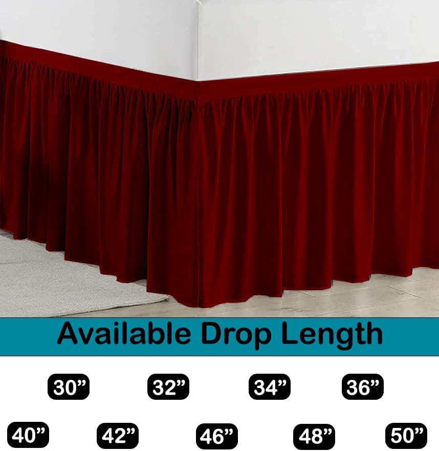 Dorm Bed Skirt, Twin XL, 36" Drop, Burgundy - Image 4