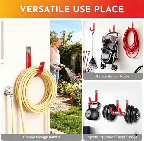 1 Pack Heavy Duty Wall Mount Garage Hooks with Anti-Slip PVC Coating Iron Storage Hooks,Garage Hanger Utility Hooks Indoor Outdoor Organizer for Hanging Bike Ladder Garden Tool - Image 6