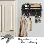 OurWarm Key Holder for Wall Decorative with 5 Key Hooks, Wall Mounted Key Hangers for Wall with Mail Key Rack, Wooden Mail Organizer with Shelf - Image 5