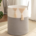 OIAHOMY 80L Nursery Hamper Laundry Basket Laundry Hamper Grey/White by MasterofSpaceOptimization