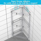 HuggieGems Metal Floor Standing Corner Shower Caddy, Silver, 3 Tier - Image 2