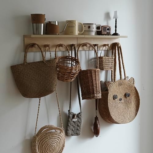 Entrance Coat Rack ，Coat Hooks, Wall-Mounted Wooden Hook Rack, Wall-Mounted Shelves are Very Suitable (Birch Color Finish—A-2) - Image 7