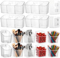 14 Pack Cabinet Door Organizer Adhesive Wall Mount Storage Bins Makeup Containers Stackable Organizer Basket for Kitchen Cabinets, Bathroom, Pantry, Office, Refrigerator (Frosted Clear) by Ferrochef