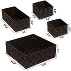 Posprica Woven Storage Baskets for Organizing, Small Baskets Cube Bin Container Tote Organizer Divider for Drawer, Closet, Shelf, Dresser, Set of 4(Brown) - Image 3