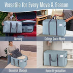 VENO 2 Pack Heavy Duty Moving Bags, Extra Large Storage Bags with Reinforced Handles & Strong Zippers, Foldable & Reusable Moving Box Alternative for Clothes & Dorm Storage - Image 6