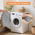 Collapsible Laundry Baskets, Tear Proof Pop Up Laundry Hamper with Lid, Dual Handles Durable Foldable Laundry Basket, Easy to Carry Laundry Hamper for Home, Laundry Room, Bedroom, Dorm, Travel Grey - Image 5