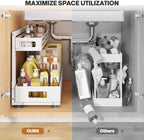 2 Pack 21IN-Depth Under Sink Organizer,Pull Out Cabinet Organizer With Smooth Cylindrical Rail,Metal Slide Out Drawer for Kitchen Bathroom Laundry,8-Level Tool Free Height Adjustable-White - Image 6