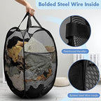 2 Pack Pop Up Laundry Hampers, 70 L Collapsible Foldable Mesh Basket, Black - Image 3