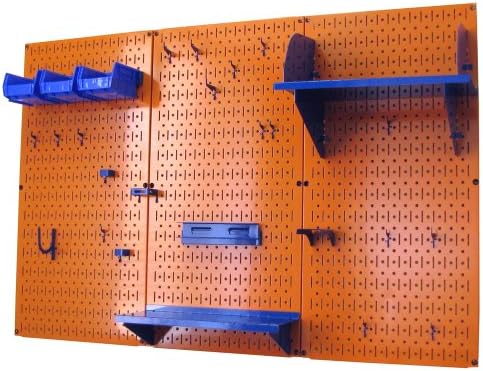 Wall Control Pegboard Organizer 4 ft. Metal Pegboard Standard Tool Storage Kit with Orange Toolboard and Blue Accessories - Image 2