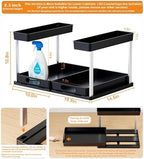 Yieach 2 Pack 10.8″ High Pull Out Under Sink Organizer,14.5″ Deep 2 Tier Slide Out Cabinet Organizer for Kitchen Cabinet,Undersink Organizers,Under Sink Shelves,Bathroom Organizers and Storage,Black - Image 3