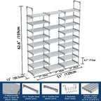 Mavivegue 9 Tiers Tall Shoe Organizer - Vertical Shoe Shelf for 50-55 Pairs, Stackable Racks for Entryway, Closet, Garage - Grey - Image 2