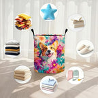 Dog Flower Laundry Basket Storage Bin Foldable Laundry Hamper Clothes Storage Bucket Organizer 19.6x15.7 Inch For Laundry Room/Bedroom/Bathroom - Image 5