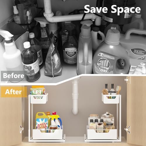 Ceetug Under Kitchen Sink Organizers and Storage, White, 2 Pack - Image 4