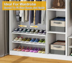 White Shoe Rack Organizer for Closet, 2-Tier Expandable Shoe Shelf, Stackable Iron Wood Combination Small Shoe Racks Shelves for Closets, Entryway,Small Space,Hallway,Bedroom,Bathroom,6-12 Pairs - Image 6