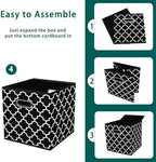 Black Foldable Storage Cubes Bins, Fabric Storage Box Cubes Organizer Baskets with Dual Handles for Home Organizer,Set of 3,(Black Light) - Image 6