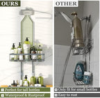 Skyapex Shower Caddy Hanging: Adjustable Height Organizer for Over Showerhead - Rustproof Shower Shelves with Hooks & 2 Soap Holders - Image 6