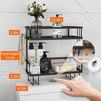 Godboat 2-Tier Over Toilet Storage Shelf, Wall-Mount with 2 Hook/Paper Rack - Image 3