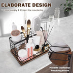 Hair Tool Organizer, Movable Hair Dryer Holder, Hair Styling Tools Storage for Vanity, Bath Counter Organizer, Bathroom Trays for Hair Toiletry, Makeup (12" x 7.7" x 5.8", Wood-Black) - Image 3