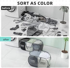 Collapsible Laundry Baskets with 2 Compartments, Black + Begie - Image 5