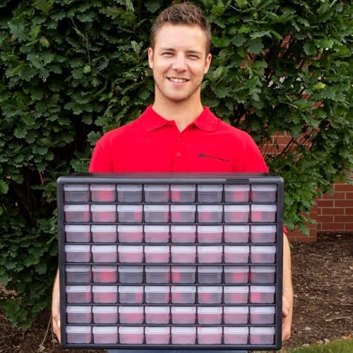 Akro-Mils 64-Drawer Plastic Storage Cabinet, 20" W x 6" D x 16" H, Black - Image 2