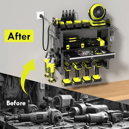 KSVO Power Tool Organizer Wall Mount with Drill Rack & Locking Drawers - Image 7