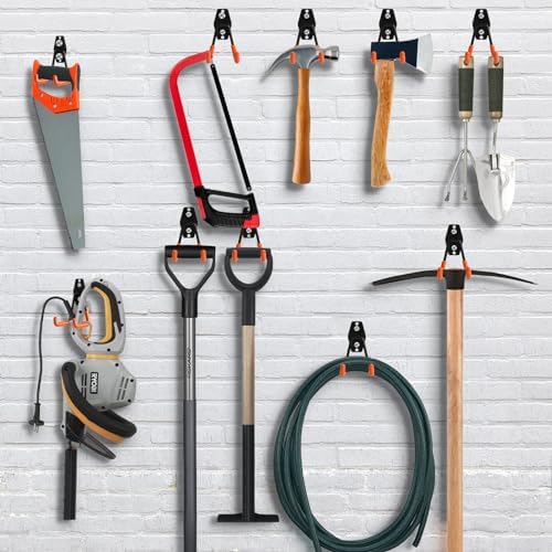 KURUI Heavy Duty Wall Hook for Hanging, 2 Pack Garage Tool Organizer Wall Mount, Metal Garage Storage Hooks for Ladder,Extension,Garden Tool, Small Utility Hook, Hose Holder for Outdoor and Indoors - Image 3