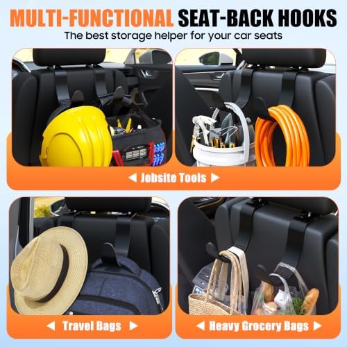 XL Hard Hat Headrest Hooks for Truck Heavy-Duty Car Seat Back Organizer - Image 2