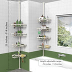 KEGII Shower Corner Caddy Tension Pole, Corner Bathtub Shelf, Cream White - Image 6