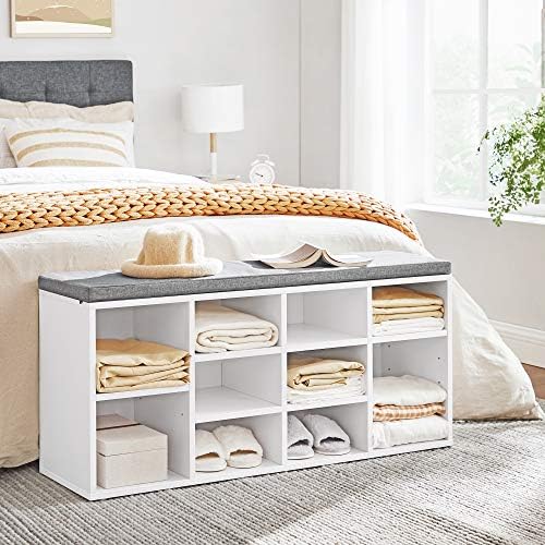 VASAGLE Shoe Bench with Cushion, 10 Compartments, 11.8 x 40.9 x 18.9 Inches - Image 5
