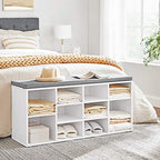 VASAGLE Shoe Bench with Cushion, 10 Compartments, 11.8 x 40.9 x 18.9 Inches - Image 5