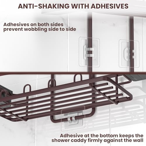 Rustproof Shower Caddy Hanging with Soap Holders for Bathroom, Bronze - Image 7