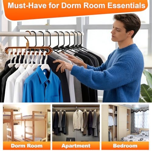 Magic Space Saving Hangers,7 Pack Multi-Functional Closet Organizers | 9-Hole Cascading Hanger, College Dorm Room Essentials for Guy, Heavy Duty Wardrobe Clothes Drying Rack for Shirt Multi Color - Image 6