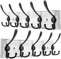 Kuhome 2pcs Coat Rack Wall Mount Wooden Hat Rack for Wall Hooks Pine Real Wood Plank 16.9" Old White Coat Hanger with 5 Black Triple Hooks for Hanging Coat Hat Jacket by Kuhome