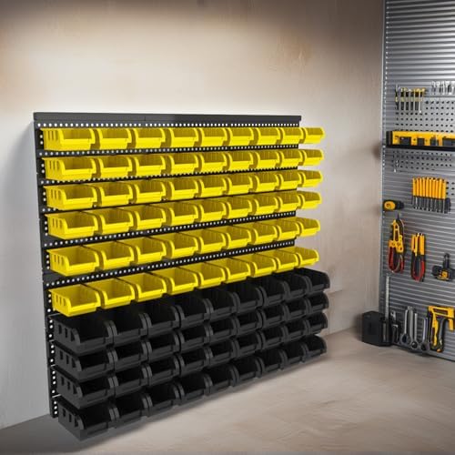 Wall Mounted Storage Bins - Plastic Adjustable Compartment Organizer for Screws, Nuts, Bolts & Tools | Heavy-Duty Home & Garage Organization | Closet, Bedroom, Workshop Wall Storage Rack, 90PCS - Image 5