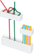 Acrylic Straw Organizer for Cabinet Door - 5.8'' White Adjustable 3-Part Reusable Drinking Straw Holder Dispenser Kitchen Accessories Container Cupboard Door Mounted by ENJOYYOURLIFE