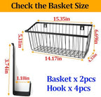 LeleCAT Grid Storage Baskets with Hooks, Over Cabinet Door Organizer, Wire Basket Hanging Storage Organizer, Kitchen Bathroom Organizer (Black, Extra Large) - Image 2