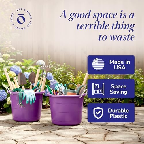 HOMZ Utility Tub, Storage Bucket with Rope Handles, 18 Gal, Purple, 2 Pack - Image 6