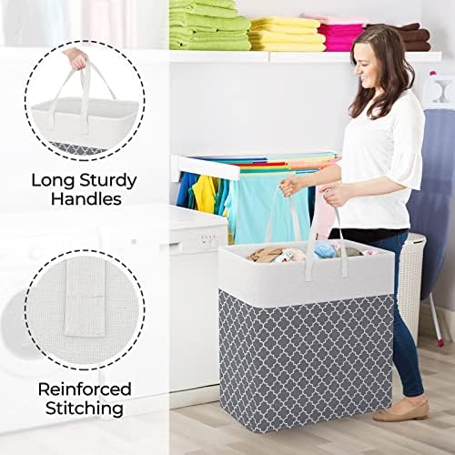 StorageRight Laundry Basket Hamper, 100L Clothes Storage, Clover Grey - Image 4