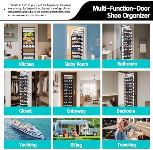 Kotkn 10 Tier Hanging Shoe Rack - Heavy Duty Behind The Door Hanging Shoe Rack, Sturdy Oxford Cloth, 20+ Pairs Over The Door Shoe Cabinet for Boots and Sneakers - Save 50% Closet Space! (Piano White) - Image 6
