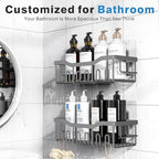 EUDELE Shower Caddy 2 Pack, Adhesive Shower Organizer for Home Decor & Kitchen Storage, No Drilling, Rustproof Stainless Steel Bathroom Shelf Organizer - Image 2