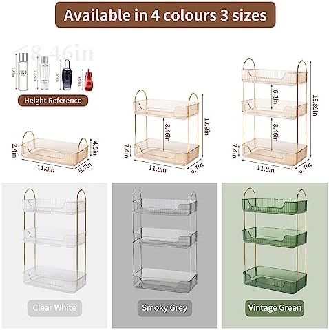 Akinbas 3 Tier Bathroom Organizer Countertop Makeup Perfume Tray Skincare Organizer for Bathroom Dresser Vanity (Gold) - Image 2